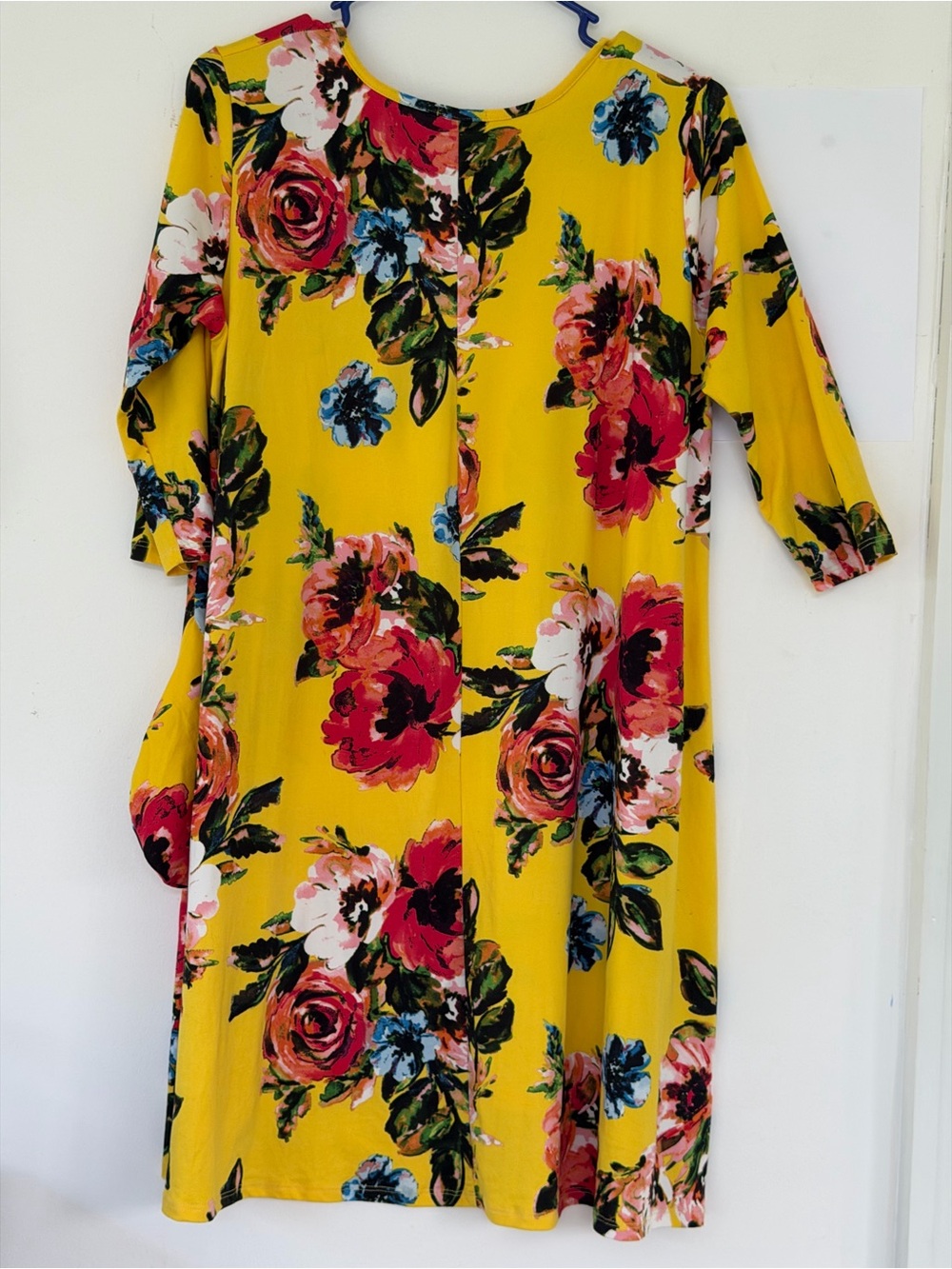Sweet Love Yellow Midi Dress with Pink, Red & Blue Floral Print